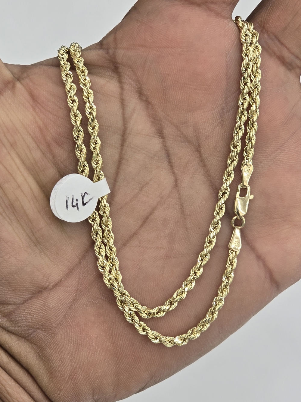 14k Real Gold Rope Chain 3mm 22 Inches - Picture 5 of 10